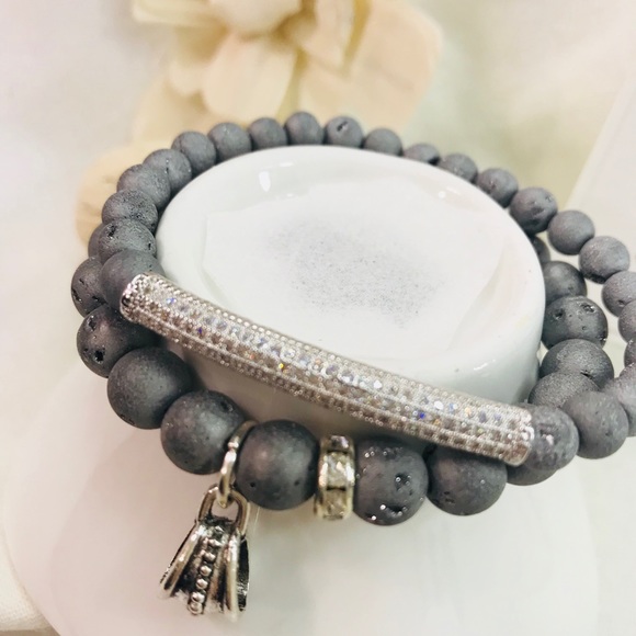 Gemstone Geode Gray Agate bracelets - Picture 2 of 4